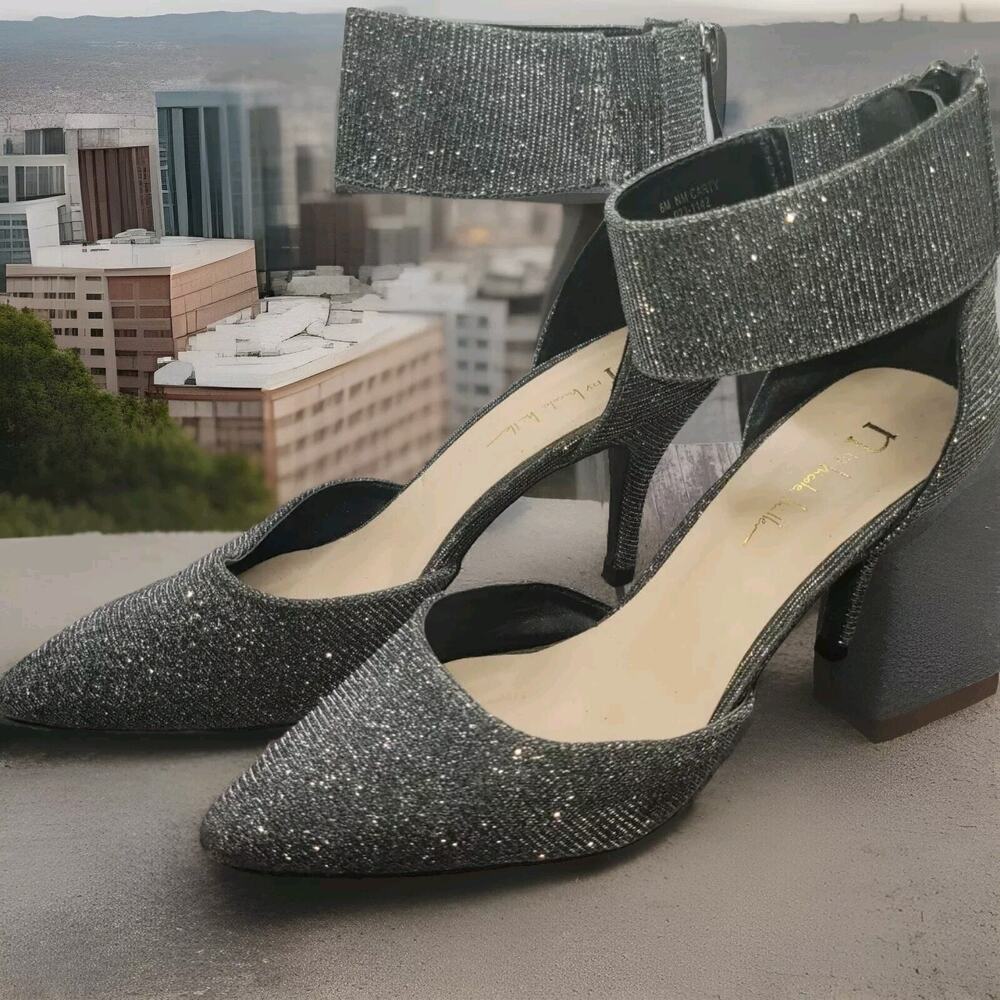 N by Nicole Miller Carty Heels Size 6M Pewter Silver - Picture 3 of 7